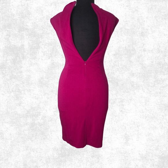 Cache Magenta Bodycon Sheath Dress Size 12 – Ruched Sleeveless Cocktail Party Dr - Picture 2 of 8